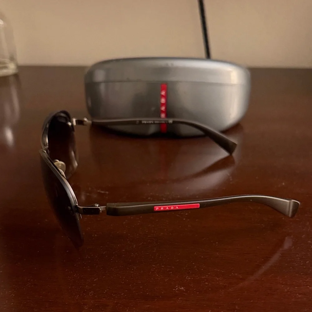 Prada Men's Gray Aviator Sunglasses - Picture 3 of 3